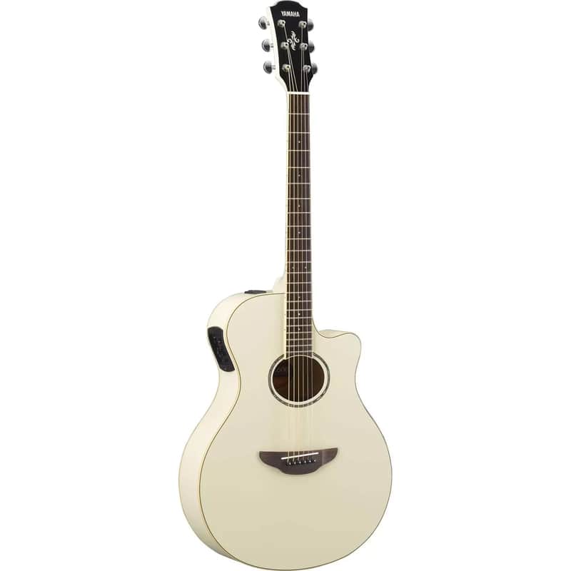 Yamaha APX600 Thinline Body Cutaway Acoustic-Electric Guitar, Vintage White image 1