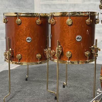 DW Collectors PurpleCore Cherry 6pc Drum Set Brown Birdseye Maple w/Gold Hw image 5