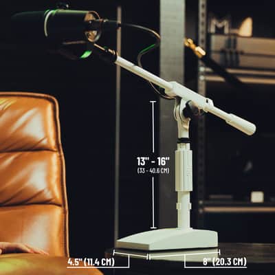 Shure by Gator Compact, Low Profile Mic Stand with Single-Section Boom, White (SH-DESKTOP2-W) image 6