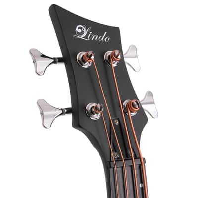 Lindo Left Handed Neptune V3 Short Scale (30") Electro Acoustic Bass Guitar & Premium HARD CASE - Matte Black image 12