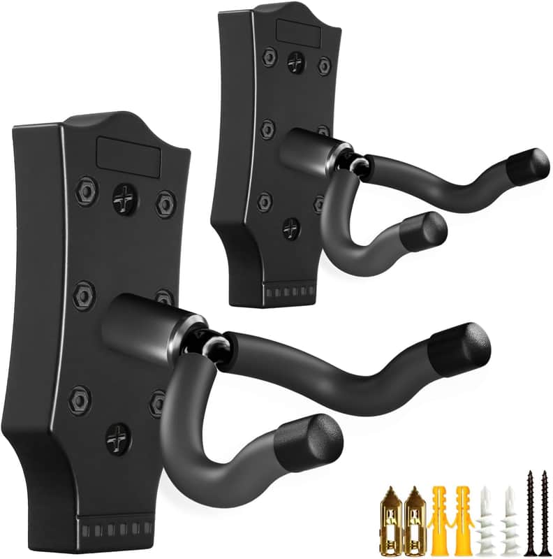 2 Pack Guitar Wall Hangers | U Shaped Wall Mount Hooks for Acoustic Electric Bass and Ukulele image 1