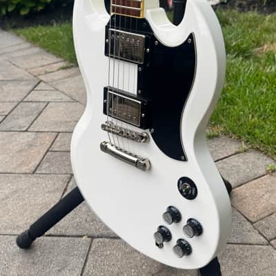 Upgraded Burny ‘63 RSG-55 White – Epiphone Inspired By Gibson SG Killer – Seymour Duncan / Grover / CTS / Switchcraft image 12