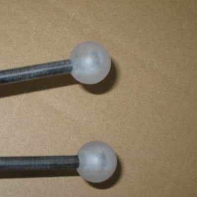 one pair new old stock Gambal GPL(UG13GPLXX) Percussive Keyboard Mallets (for xylophones and glockenspiels), 1 inch Clear (but cloudy) Hard Nylon Ball Heads with Black Synthetic Shafts, with original packaging - from 1990s - early 2000s image 9