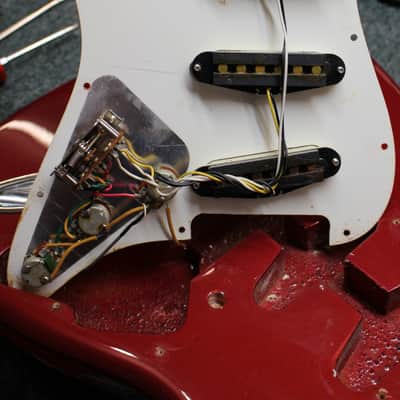 1992 Fender MIM Standard Stratocaster Vintage Tremolo Rosewood Fretboard Electric Guitar Crimson Red Metallic image 19