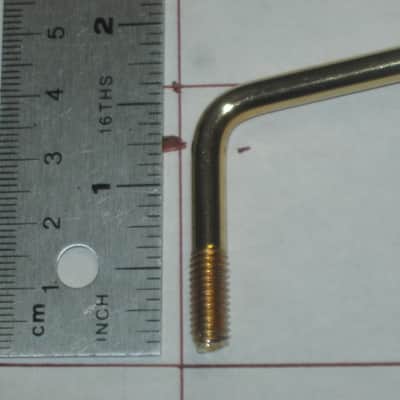 very lightly used Squier Gold Trem Bar with Black Tip, 6mm large threads (metric 6M, IMPORT) (for Squier Affinity and Classic Vibe Strat that use 6mm large thread trem bar - can be for other brand model guitars) 2000-2020 (NOT for USA or MIM Strats) RIGHT image 2