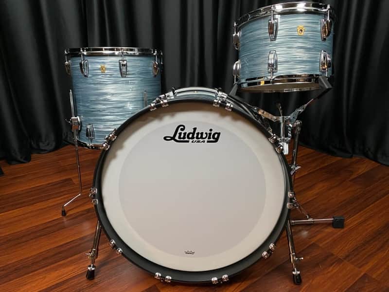 Ludwig Legacy Classic Mahogany Vintage Blue Oyster 3pc Drum Set image 1