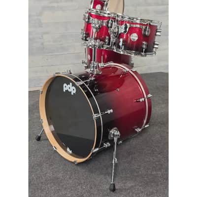 Used PDP Concept Maple 5pc Drum Set Red to Black Fade - Good image 2