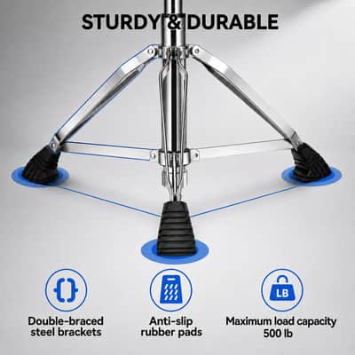 Augioth Drum Throne with Backrest Padded Hydraulic Drum Chair Height Adjustable Drum Stool with Stable Bass Comfortable Memory Foam Drum Seat for Adult Drummers Guitar Players Black image 3