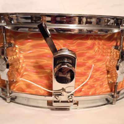 CB 700 VINTAGE MAHOGANY SNARE DRUM WRISTWATCH LUGS 80's - TANGERINE SATIN - FREE SHIP TO C-USA! image 6