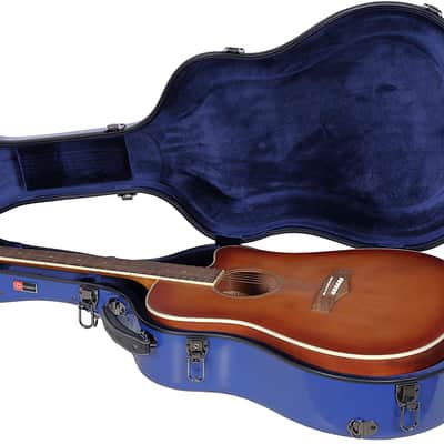 Crossrock Cases Molded Strong Fiberglass Hard Case For Acoustic Dreadnought Guitars In Navy Blue image 4