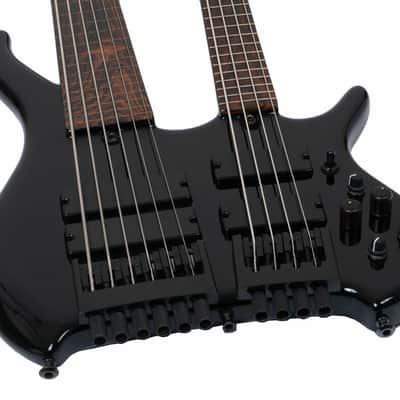 Muckelroy Custom Doubleneck Headless Bass 6-string Fretless 4-string Fretted 2016 Black *Video* image 10
