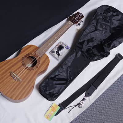 Luna Vintage Mahogany Baritone Ukulele NEW w/ Bag, Strap, Tuner - VMB image 1