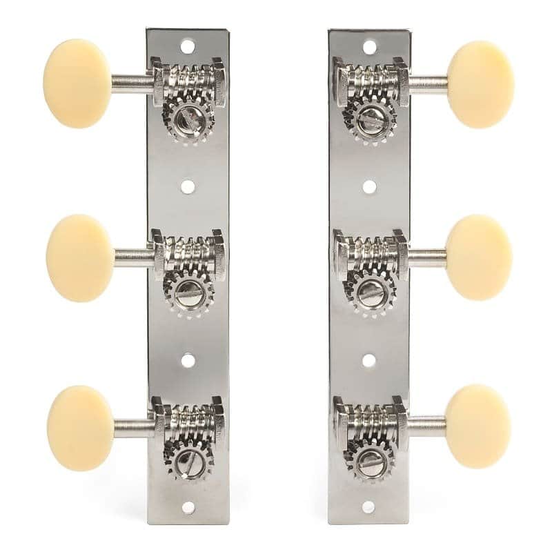 Golden Age Restoration Tuners for Solid Peghead Guitar with Square-end, Short post model: bright nickel with cream knobs image 1