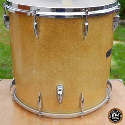 Sonor Teardrop Floortom Floor tom 18" x 16" 3-ply Gold Sparkle Vintage ULTRA RARE image 12