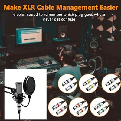 XLR Cables 3FT 6 Pack, Gold-Plated 3 Pin XLR Microphone Cable, Heavy Duty XLR Balanced Male to Female Speaker Cable 3 Feet Mic Cables for Mixer, Podcast, Radio Station, Speaker Systems image 2