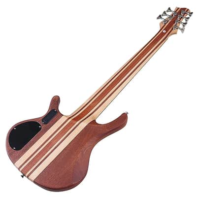 Custom 7 String Electric Bass, Burl Wood Top Body, Maple Neck, 24 Frets Fingerboard Fretboard image 8