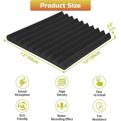 96-Pack Acoustic Foam Panels – 12" x 12" Sound Absorbing Studio Panels image 4