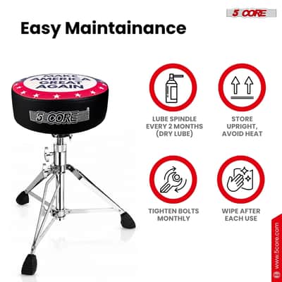5 Core Drum Throne 4" Padded 23" Adjustable Drummer Stool Seat w Make America Great Again Insignia image 8