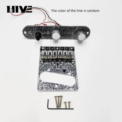 Loaded engraved Silver Guitar Tele Style Control Plate with Roller Saddles Bridge image 3