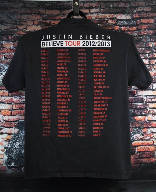 Justin Bieber Concert T-shirt 2012/2013 Believe Tour Large | Reverb