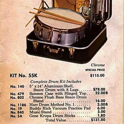 Slingerland - 5x14" No. 140, 10-Lug Aluminum Snare Drum with Rapid Strainer 1970s - Ribbed Aluminum. Engraved Hoops! image 2