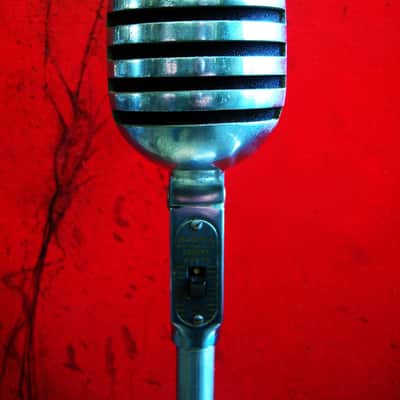 Vintage 1940's Electro-Voice 950 Cardax Crystal Microphone Hi Z with period E.V 423A desk stand DISPLAY image 3