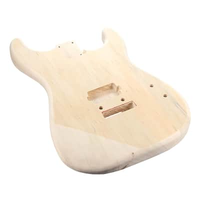 Electric Guitar Unfinished Poplar Wood with Single Pickup Hole for ST Electric Guitar Replacement Part,Three-Part Double-Tuned Soundhole Guitar Body image 5