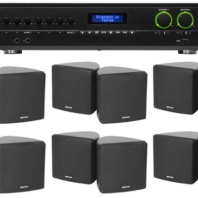 JBL 2-Channel Amplifier+(12) 3.5" Black Cube Speakers for Restaurant/Bar/Cafe image 1