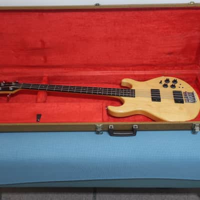Vintage 1980s USA Carvin LB-50 Stereo 4 String Natural Guitar With Rare Charvel Tweed Case Very Clean image 1