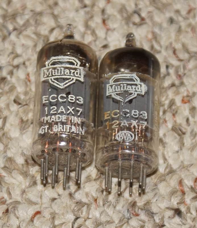 2 very rare 1950s MC1 Mullard long plate square getter  12ax7  tubes image 1