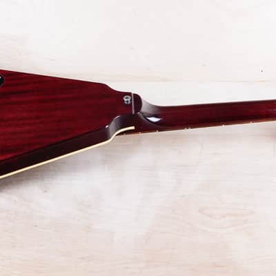 Greco Flying V Non Catalog MIJ 1982 Red Flame CMT Style Made in Japan w/ Bag image 9