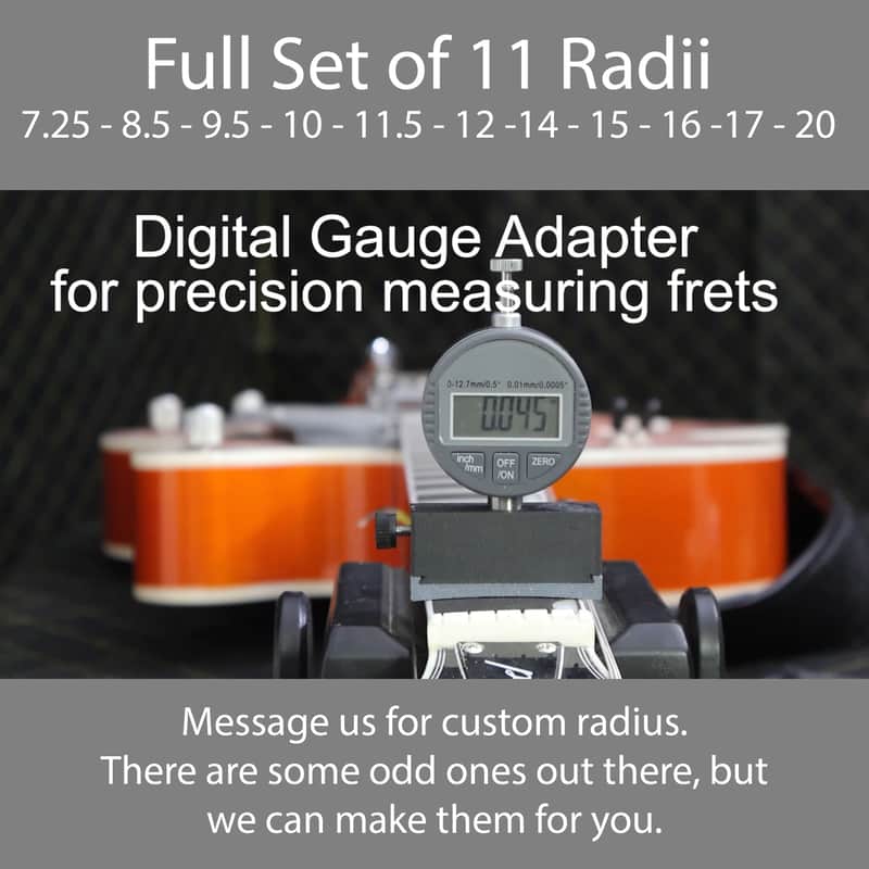 Digital Gauge Radius Blocks precision measuring frets (11 radii) - Made in the USA image 1