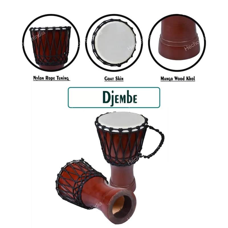Solid Metalic Red African Djembe Drum Bongo Wood Good Sound Musical Instrument image 1