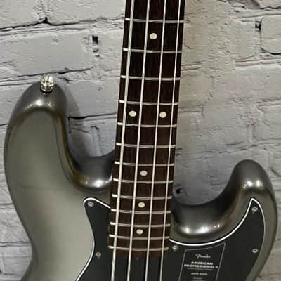 Fender American Professional II 4-String Jazz Bass, Mercury with Case 9.0 lbs image 4