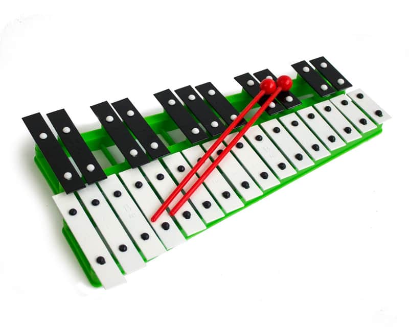 ProKussion Green 27 Key Chromatic Glockenspiel Xylophone with Free Beaters - Green image 1