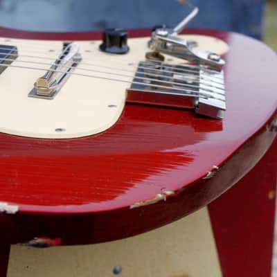 MURPH SQUIRE ii-T 1965 Aged Candy Apple Red. Offset Guitar Styled after Jaguar and Strat. ULTRA RARE image 10