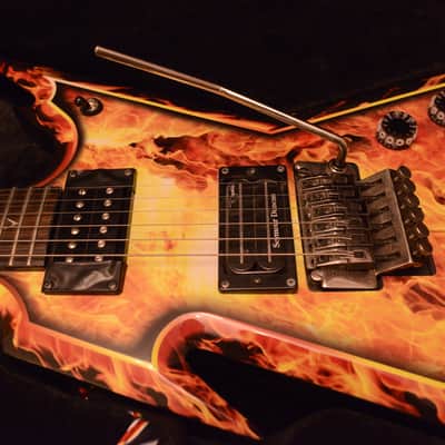 Dean Dimebag Darrell Pantera Dime Razorback Explosion Flame Graphic Signature Guitar image 7