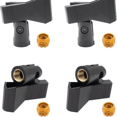4pcs Microphone Clips with 5/8 Inch Male to 3/8 Inch Mic Clip Adapter, Universal Mic Clip for Microphone Mount, 180° Front-To-Back Rotation Mic Holder Clamp for Mic Stand image 1