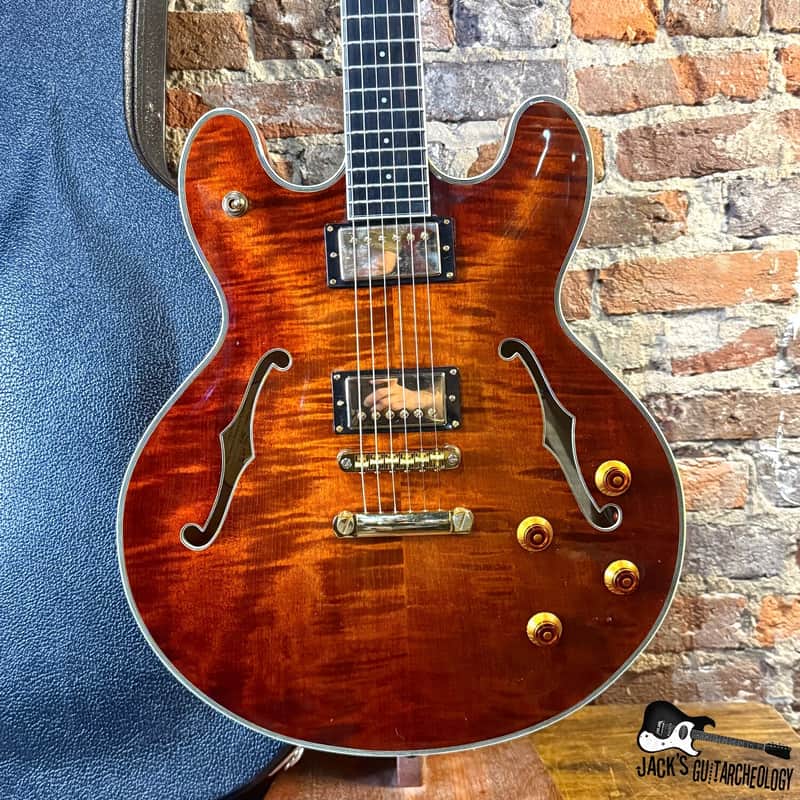 Eastman T186MX Semi-Hollow Electric Guitar w/ Gibson Pickups & HSC (2008 - Root Beer Flame) image 1