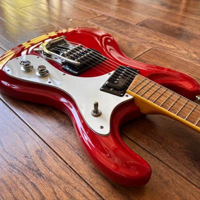 1990s Mosrite The Ventures Vibramute '65 Reissue Electric Guitar Red MIJ Kurokomo Japan image 8