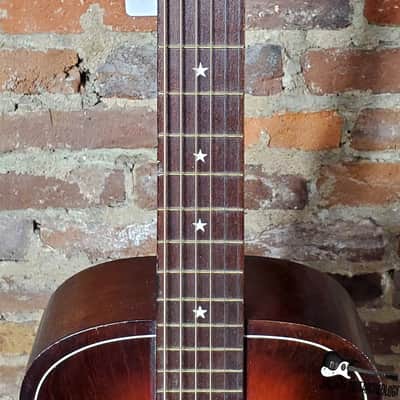 Five Star/Harmony Stella Parlor Acoustic Guitar w/ Goldfoil Pickup & Rubber Bridge (1960s, Redburst) image 6
