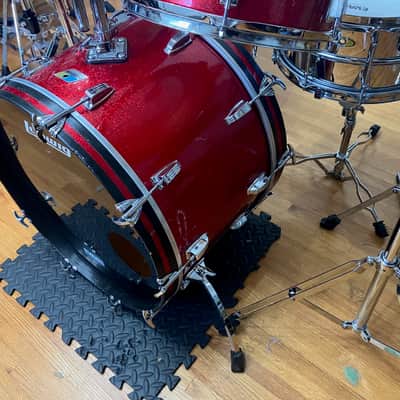 Ludwig Hollywood/Big Beat 4pc Drum Kit Set 3Ply Vintage 1970's 12/13/16/22" Red Sparkle image 4