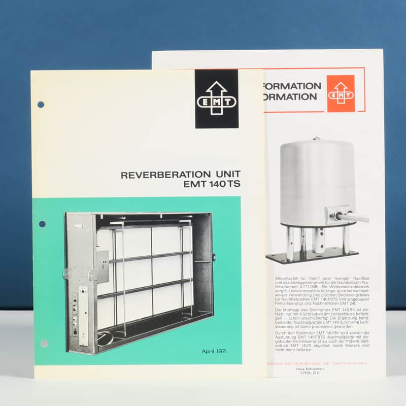 EMT 140 TS Reverberation Unit original brochure and technical information about the remote controller 140RK image 1