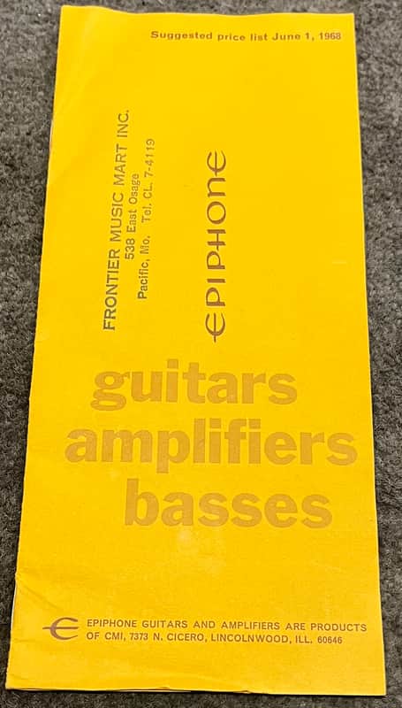 Epiphone Price List 1968 image 1