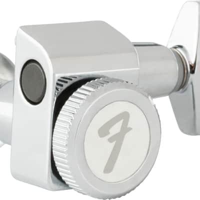 099-0818-105 Genuine Fender Short Post Locking F Tuners Chrome 6 Inline 2 Pin Strat Tele image 2