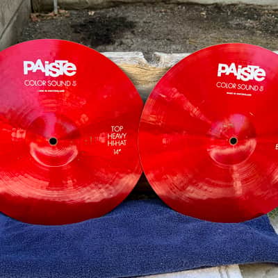 Paiste Colorsound Cymbal Set-14 Heavy hats, 12 Splash, 16 Crash, 18" Crash, 18" Heavy Crash, and 18" China 1980's - Red image 2