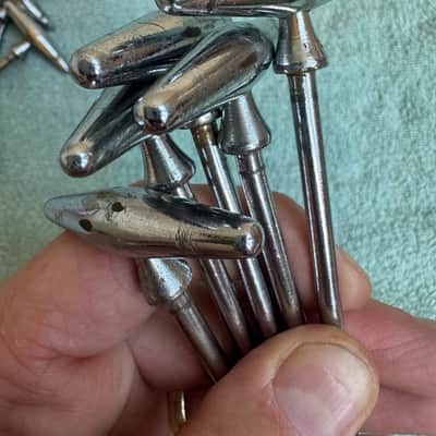 Slingerland Lot of  10 Vintage Torpedo Bass Drum T Tension 4 1/4” Rods 60s - Chrome image 10