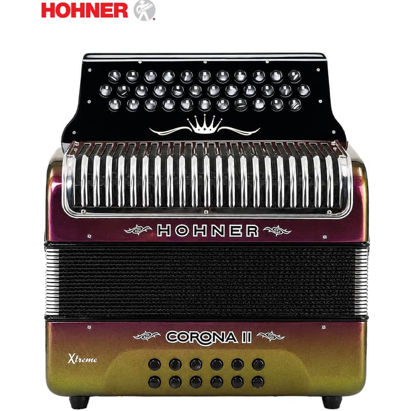 Hohner Corona II Xtreme FBE (FA) Button Accordion Red To Gold image 1