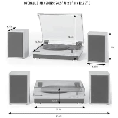 Crosley CR6043A-NA Brio Bluetooth Turntable Shelf System with Speakers Included - Natural image 8
