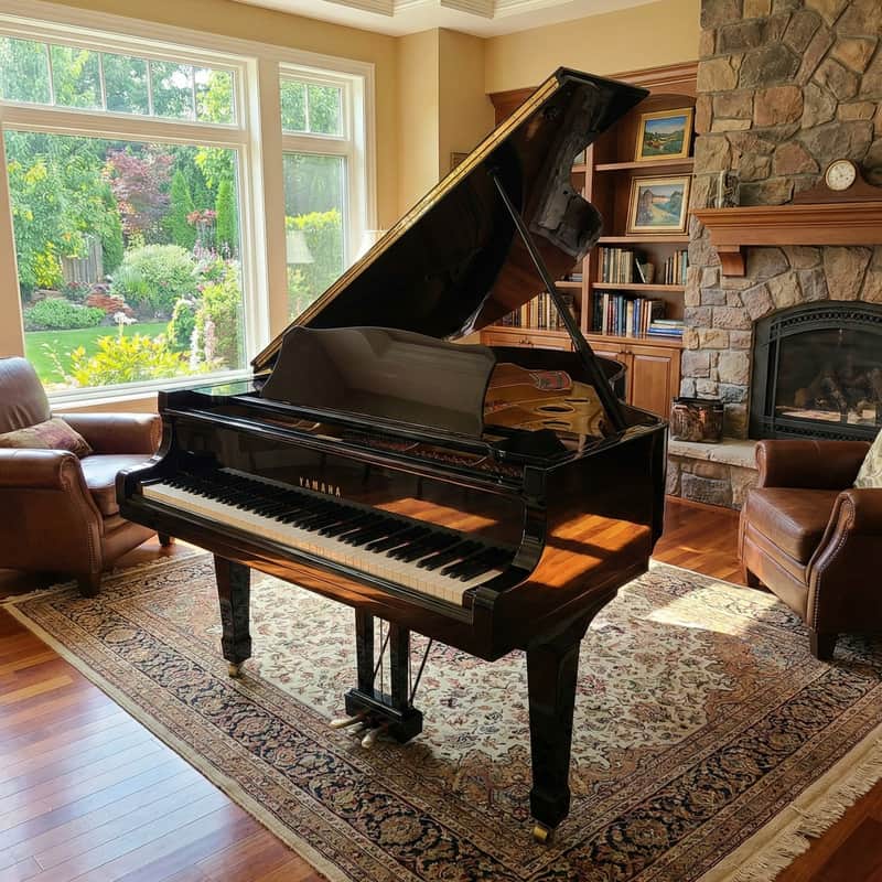 Yamaha C3 Grand Piano – 6'1" – Glossy Black image 1